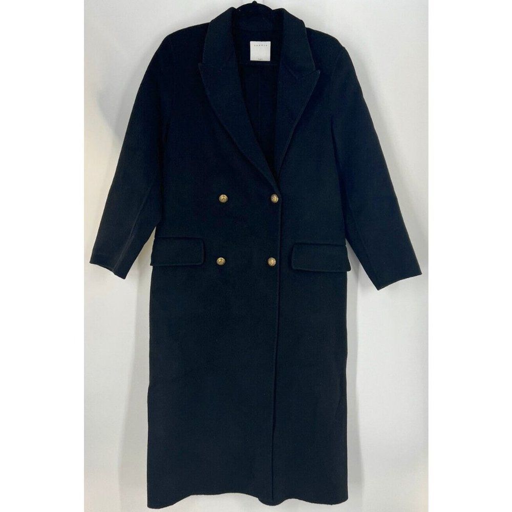 [SOLD] SANDRO Mystere Double Breasted Long Coat Size 36 - Picture 2 of 7